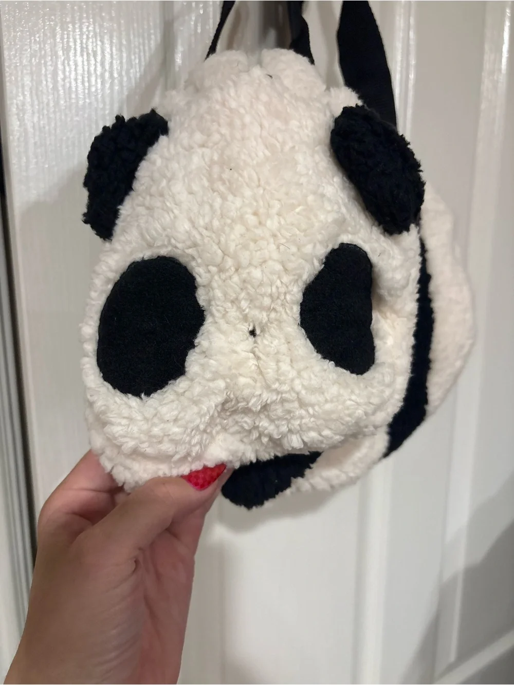 NWOT- Kids Plush Panda Tote Bag in White and Black